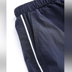 NWT Blue Baggy Parachute Pants with White Stripe